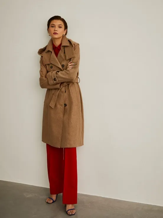 Hooded Wool Coat: **Woolen coat with hood**