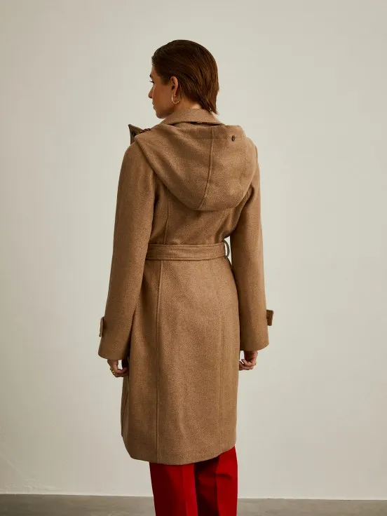 Hooded Wool Coat: **Woolen coat with hood**