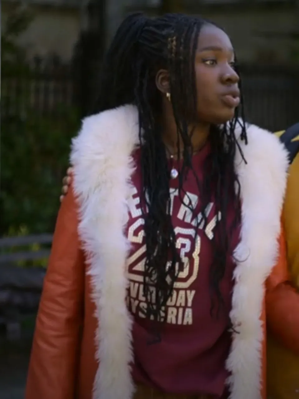 Hot Orange Coat worn by Vivian Oparah at Dead Premiers