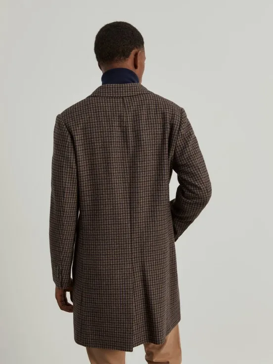 Houndstooth Pattern Long Coat: Shop Now