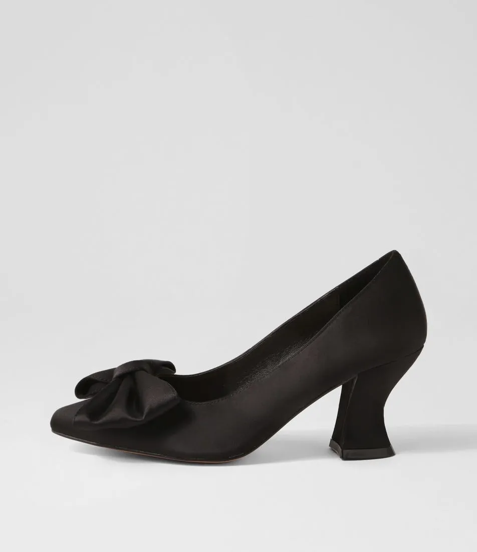 I LOVE BILLY Viloma Black Satin Heels