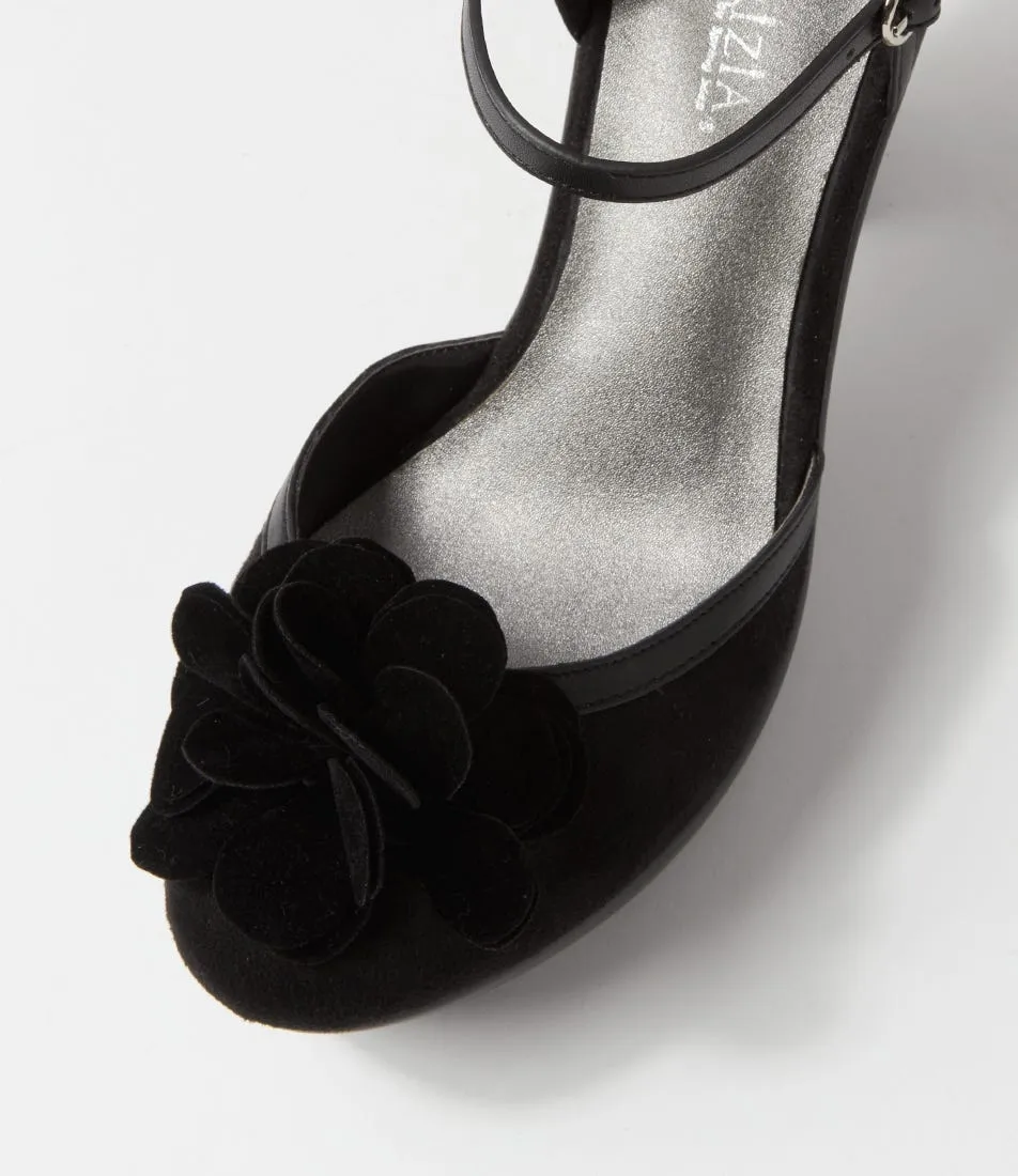 I LOVE BILLY Winnet Black Microsuede Heels