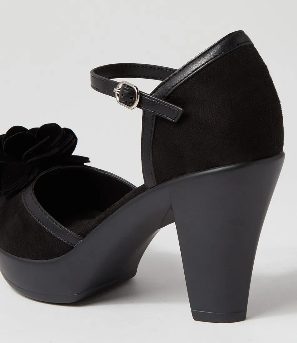 I LOVE BILLY Winnet Black Microsuede Heels