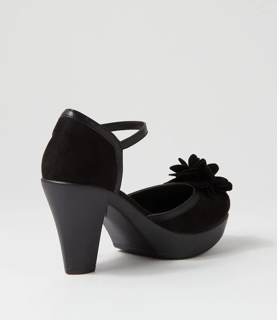 I LOVE BILLY Winnet Black Microsuede Heels