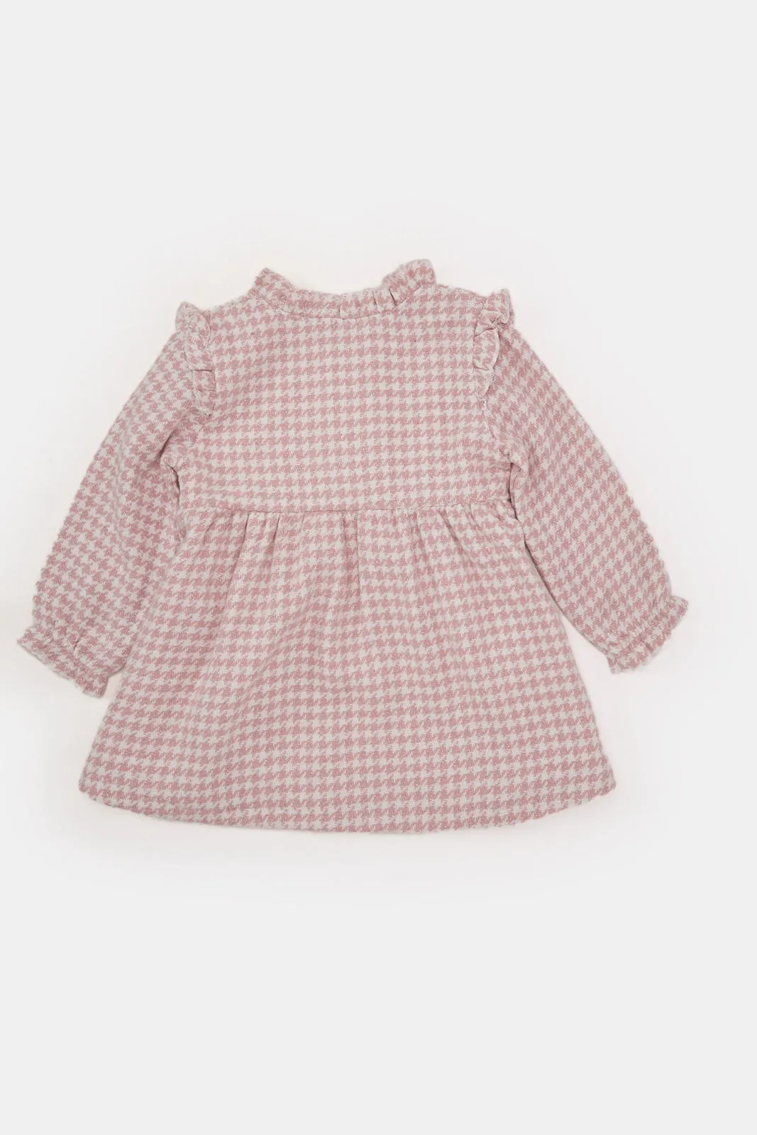 Infant Girls Pink Houndstooth Dress