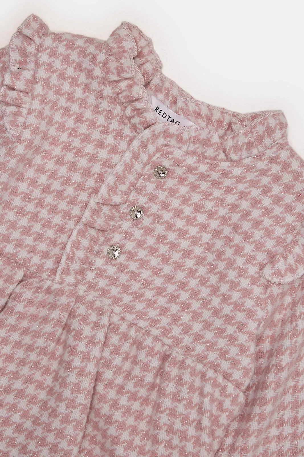 Infant Girls Pink Houndstooth Dress