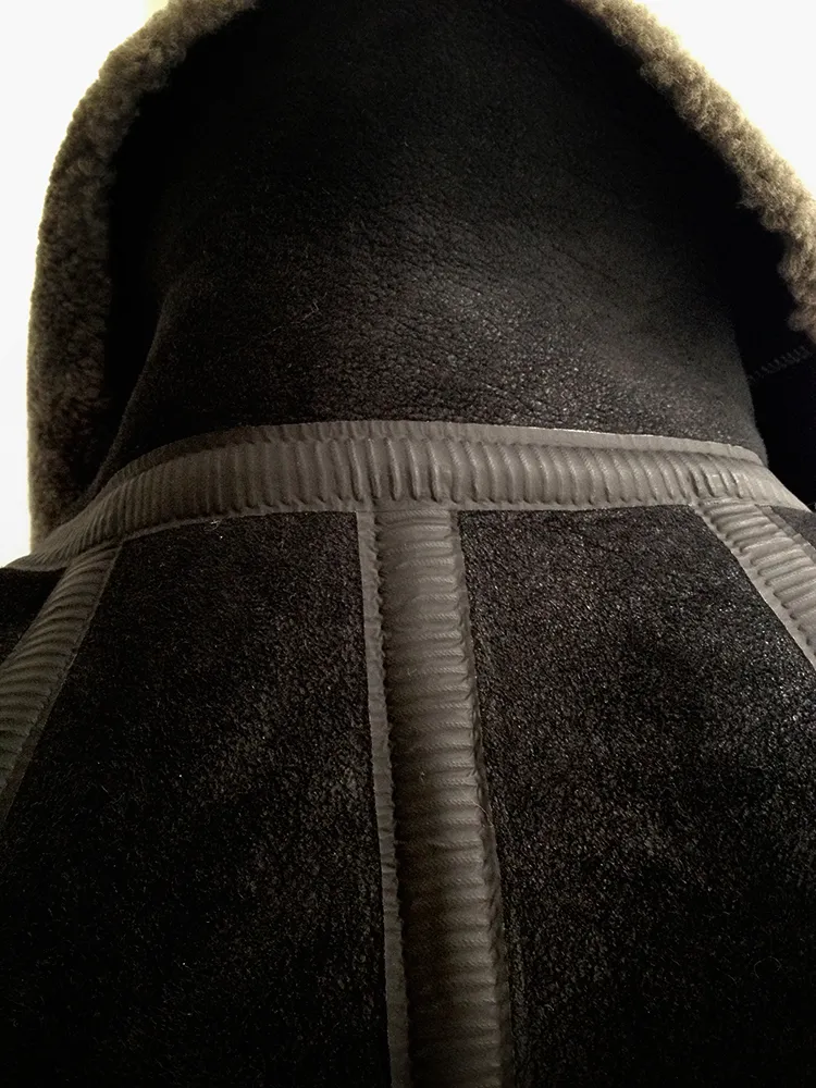 Black leather hibernatus coat