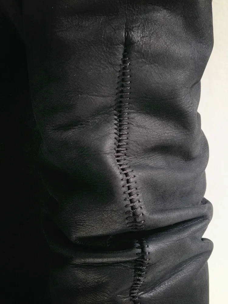 Black leather hibernatus coat