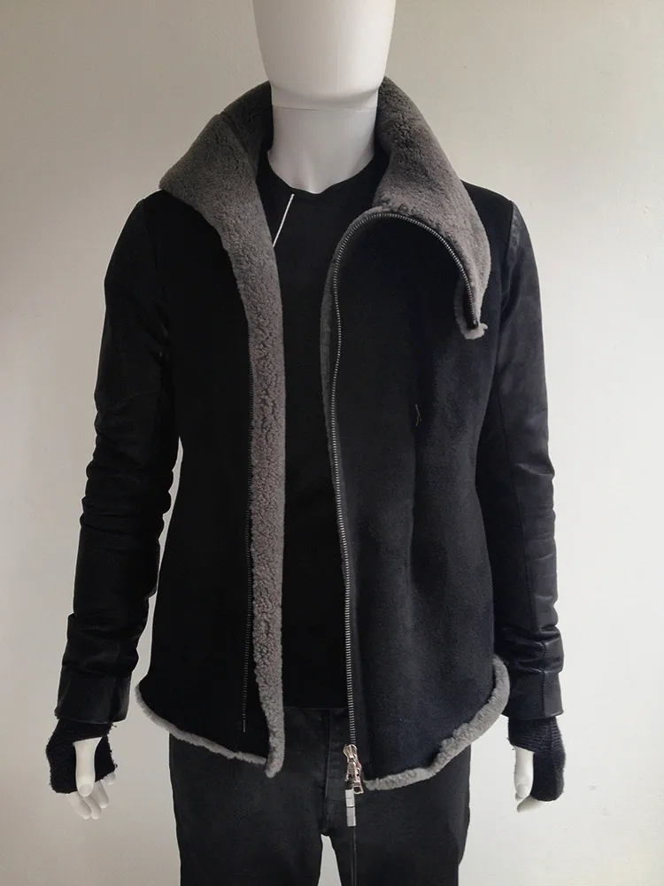 Black leather hibernatus coat