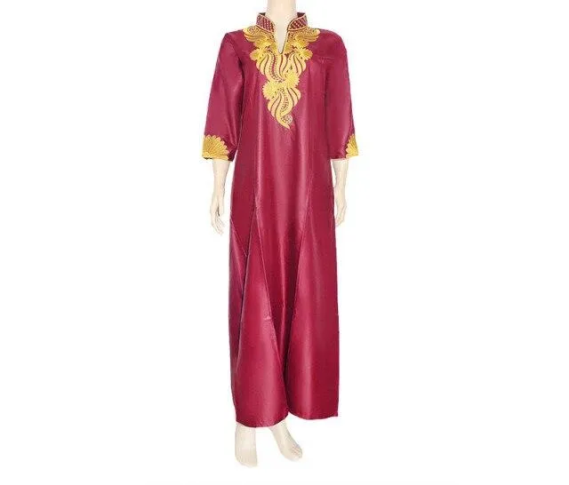 Islamic Abaya Dress with Batik Fabric and African Embroidery