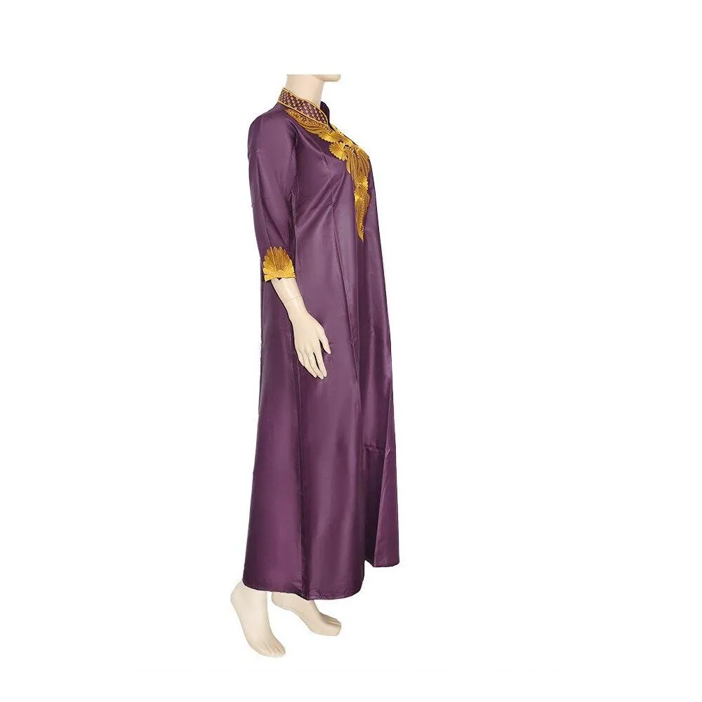 Islamic Abaya Dress with Batik Fabric and African Embroidery