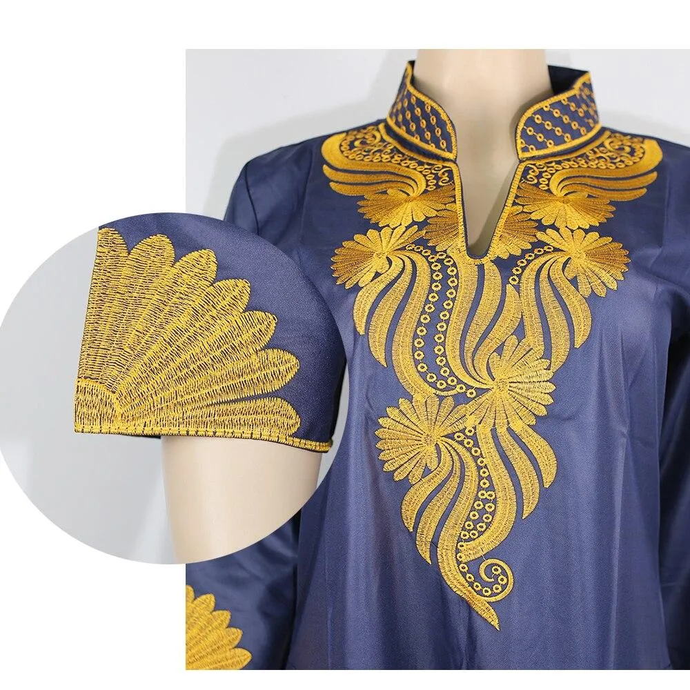 Islamic Abaya Dress with Batik Fabric and African Embroidery