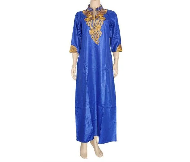 Islamic Abaya Dress with Batik Fabric and African Embroidery