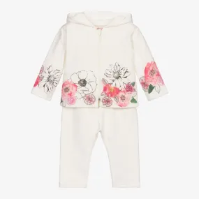 Floral Ivory Cotton Tracksuit