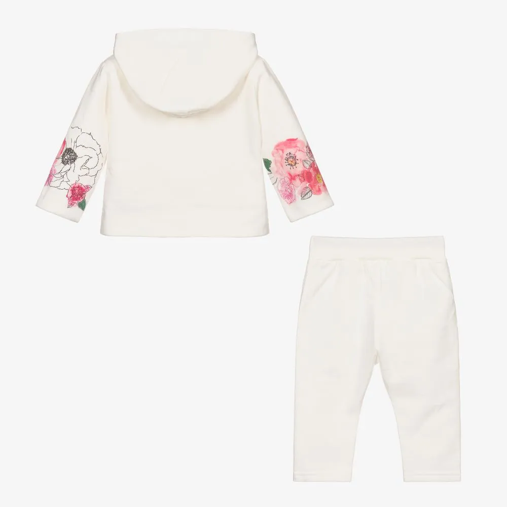 Floral Ivory Cotton Tracksuit