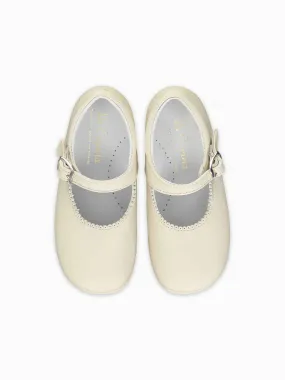 Ivory Leather Toddler Mary Jane Shoes