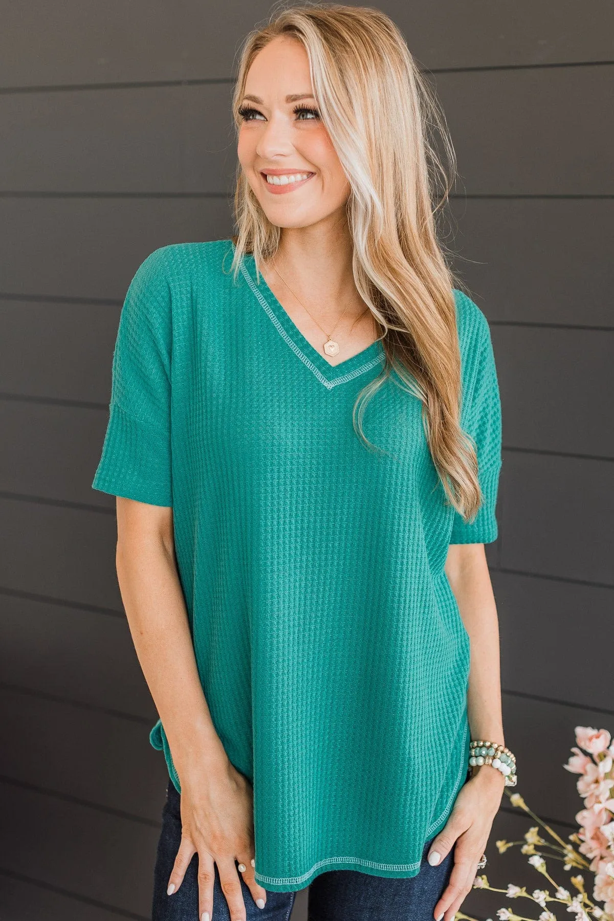 Jade Green Flirty Knit Top