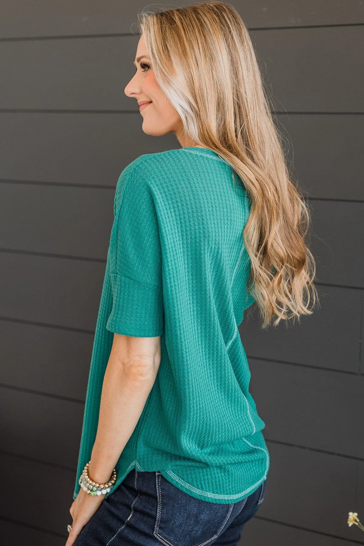 Jade Green Flirty Knit Top