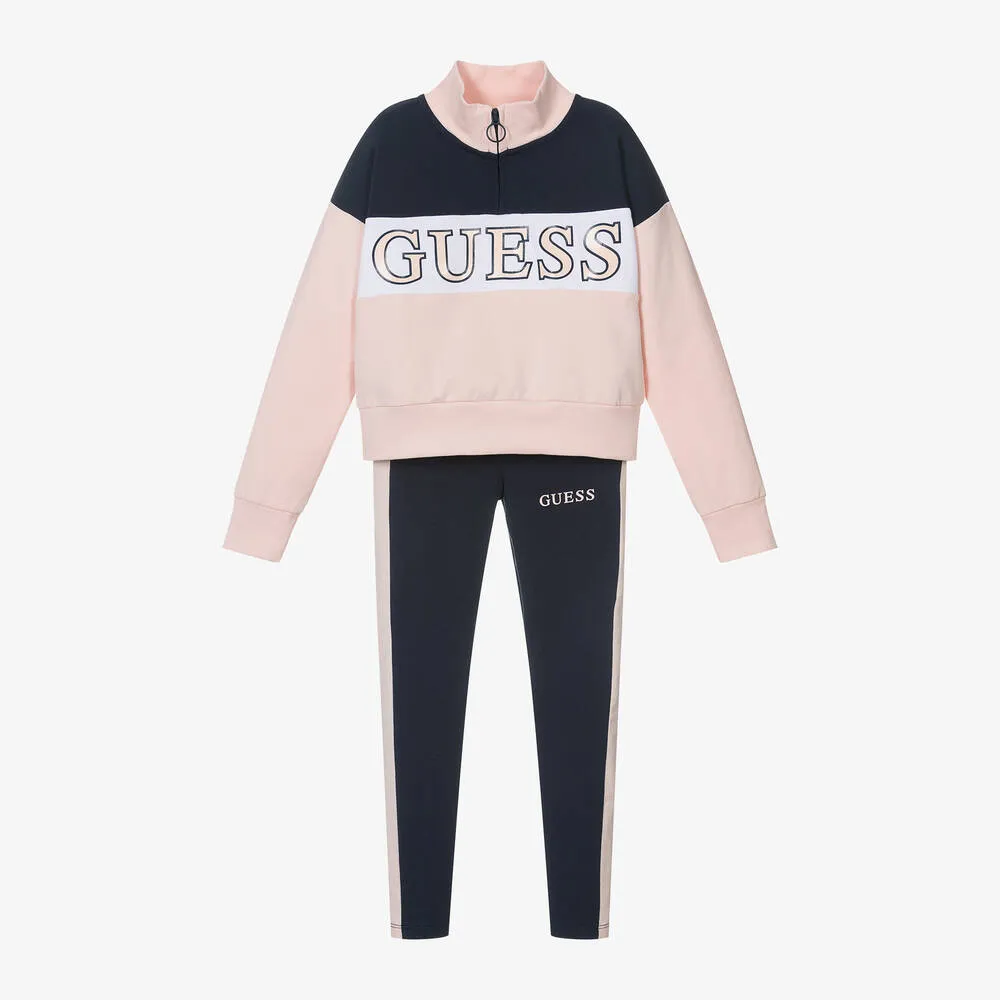 Junior Girls Blue & Pink Cotton Tracksuit