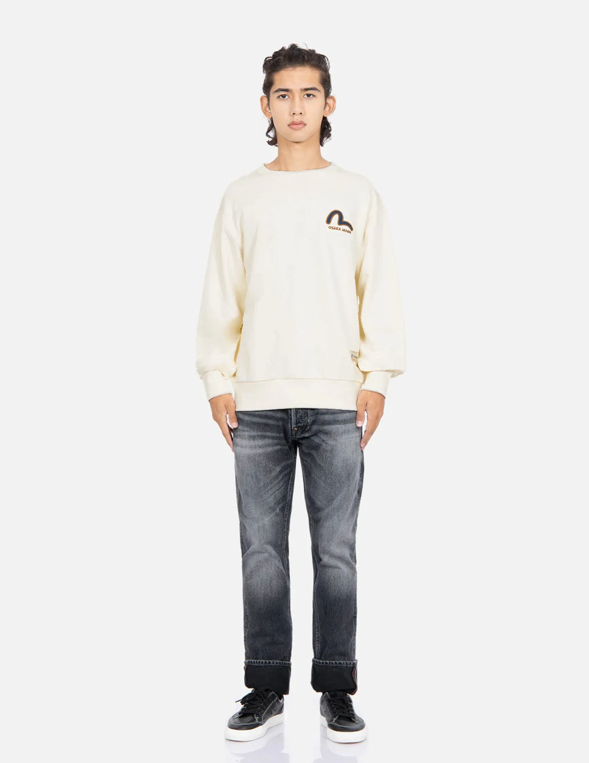 Kamon Logo Denim Appliqué Sweatshirt