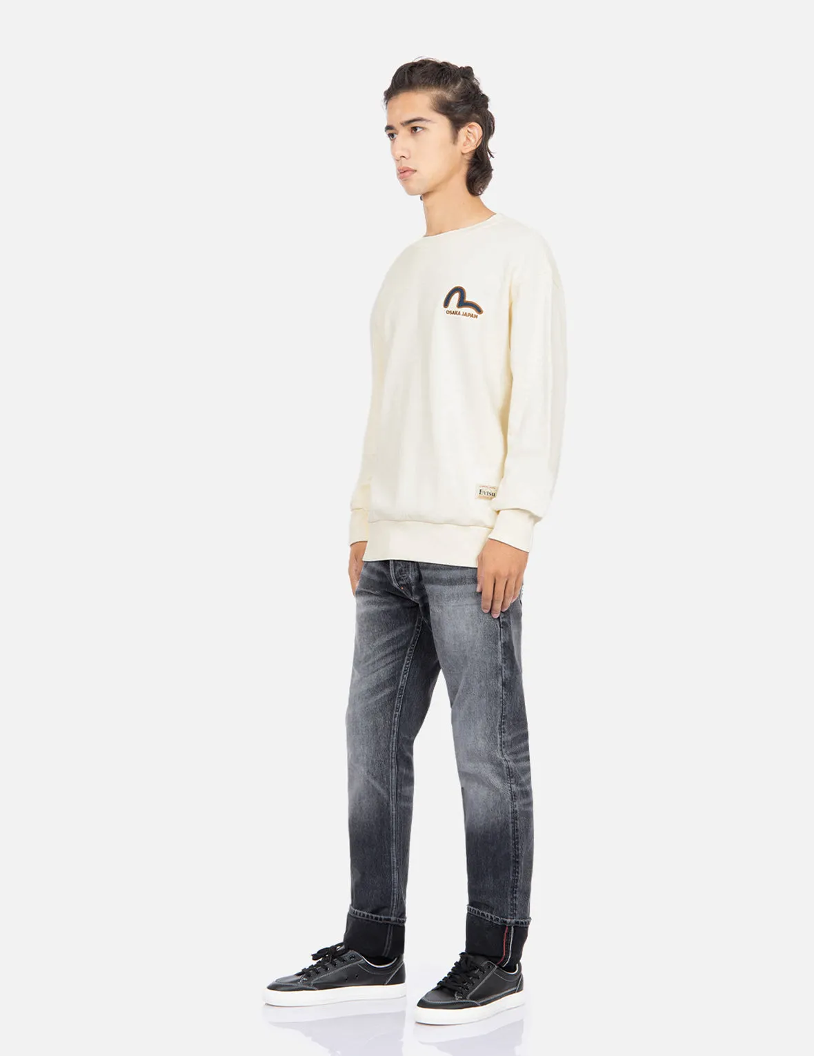 Kamon Logo Denim Appliqué Sweatshirt