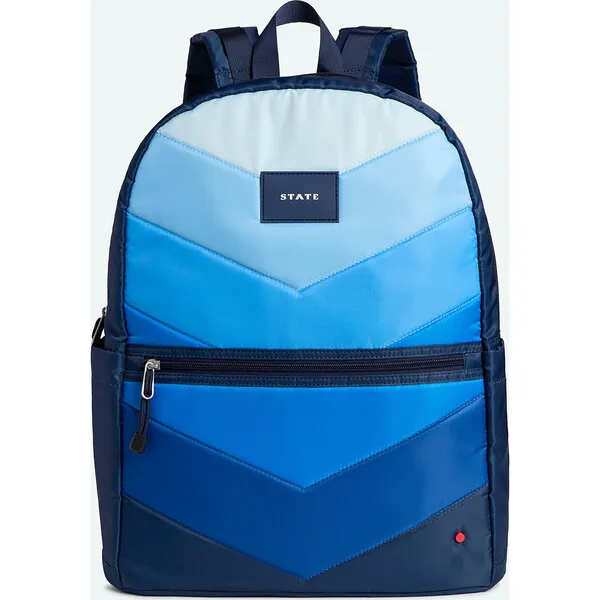 Kane Double Pocket Large Backpack Blue Chevron Puffer