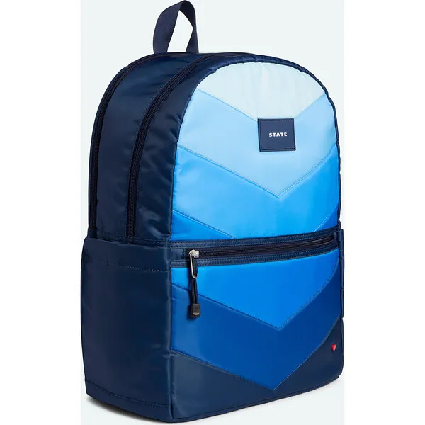 Kane Double Pocket Large Backpack Blue Chevron Puffer