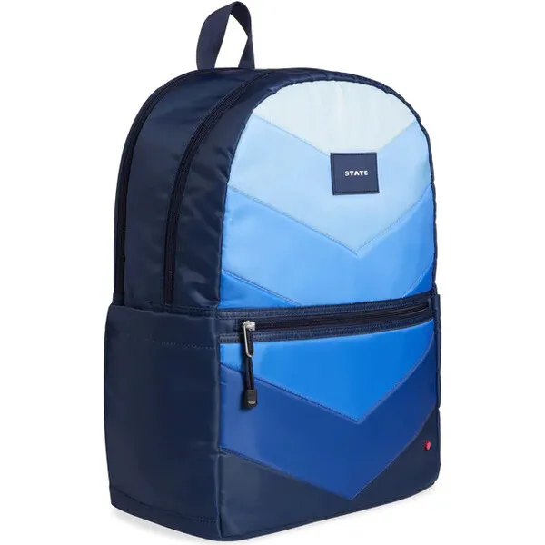 Kane Double Pocket Large Backpack Blue Chevron Puffer