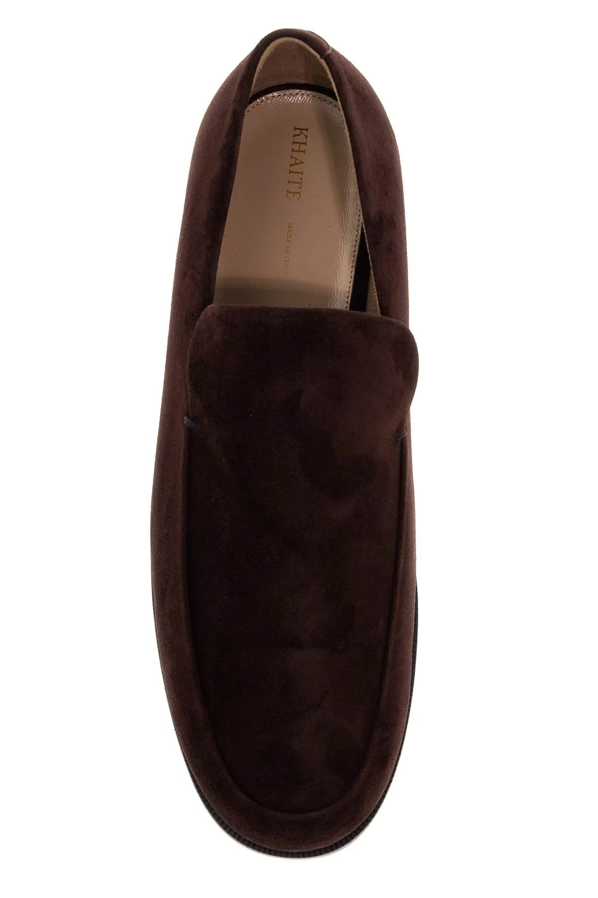 Khaite Alessio Suede Leather Moccasin Shoe in Brown