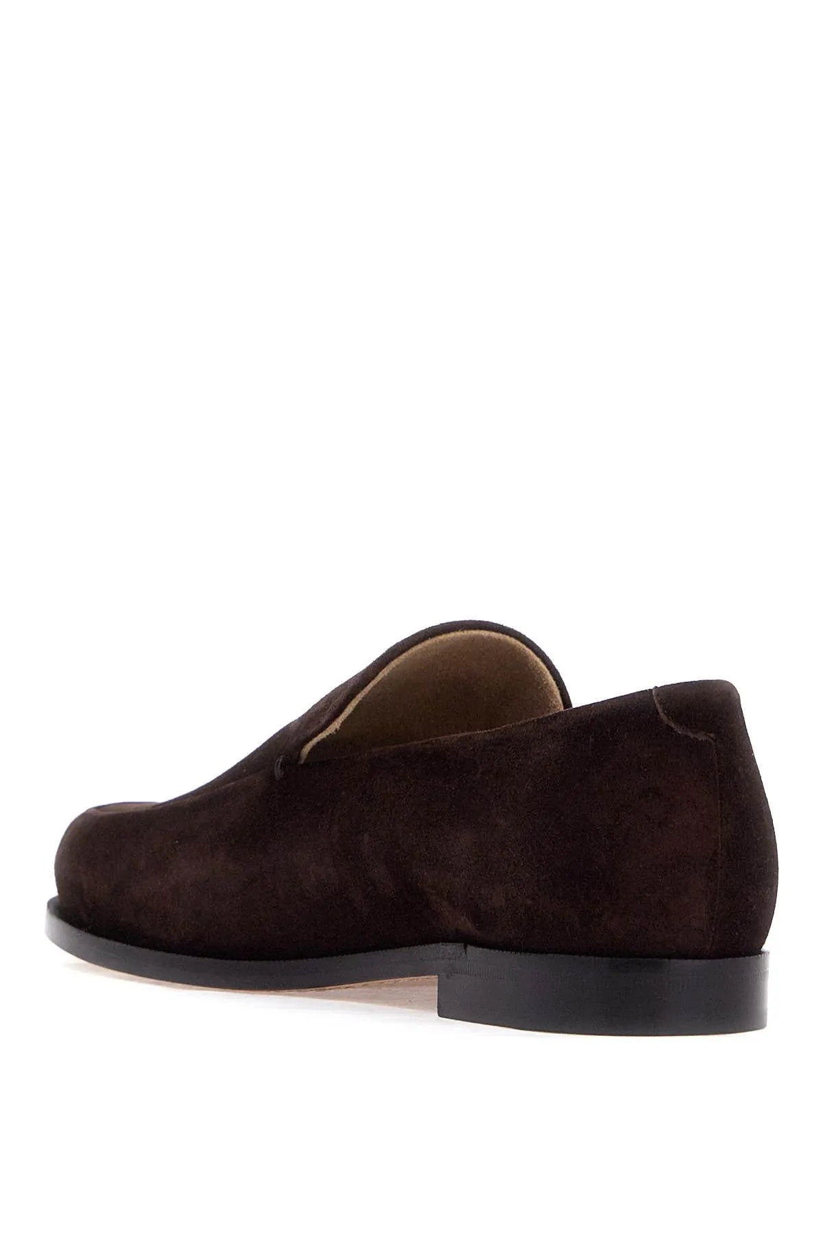 Khaite Alessio Suede Leather Moccasin Shoe in Brown