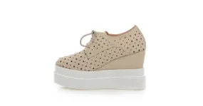 Khaki Star Hollow Slingback Lace-Up Platforms Wedges Oxfords Sneakers