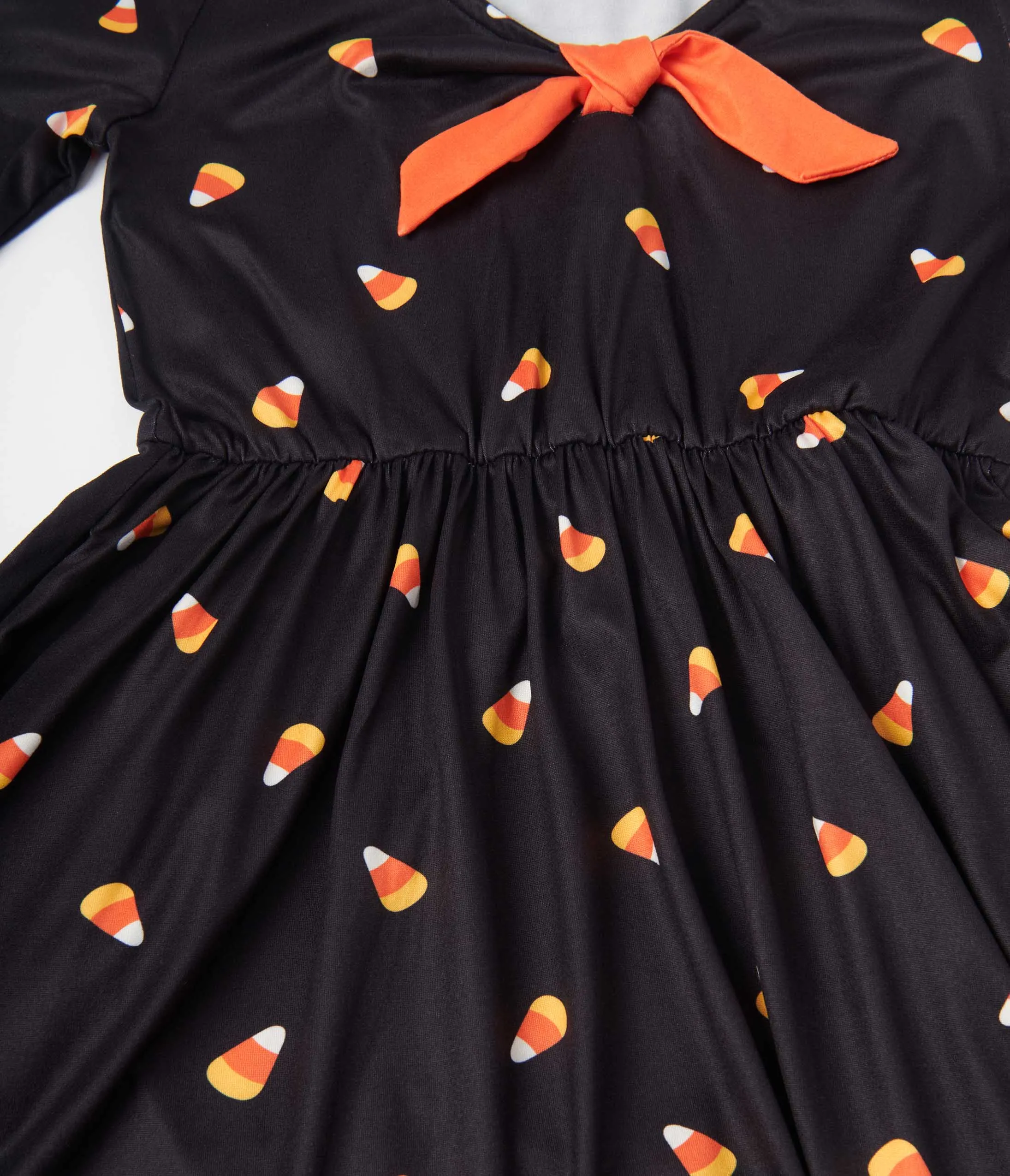 Kids Fit and Flare Candy Corn Dress with Hello Gorgeous Print