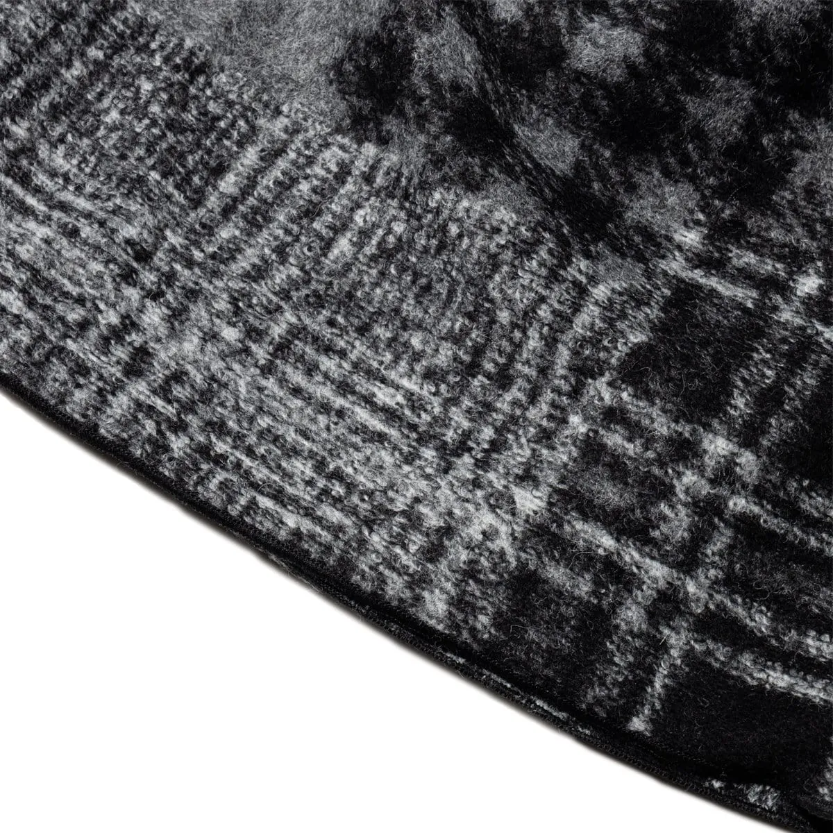 Knit Beanie Cap Black/Grey Knit Patchwork Herringbone