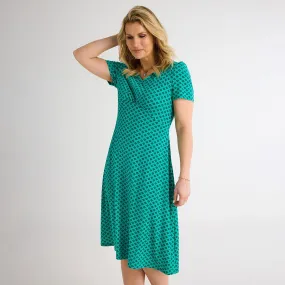 Ladies Green Diamond Print Dress