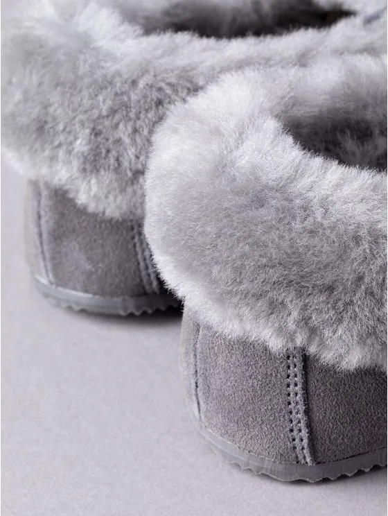 Women's Dark Grey Sheepskin Moccasins