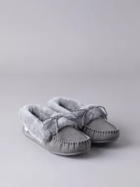 Women's Dark Grey Sheepskin Moccasins