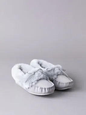 Women's Light Grey Sheepskin Moccasins