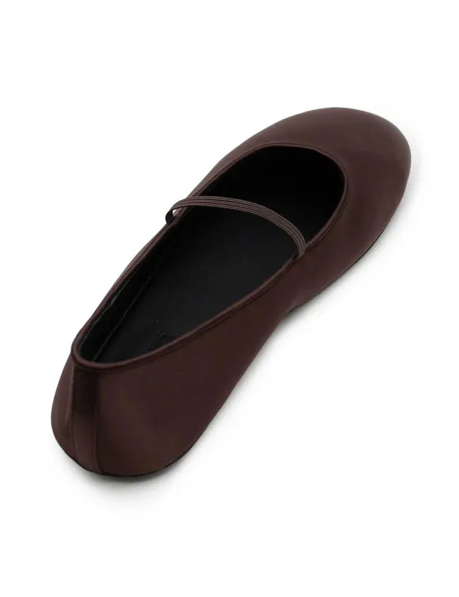 Lea Ballet Flat | Brown Satin