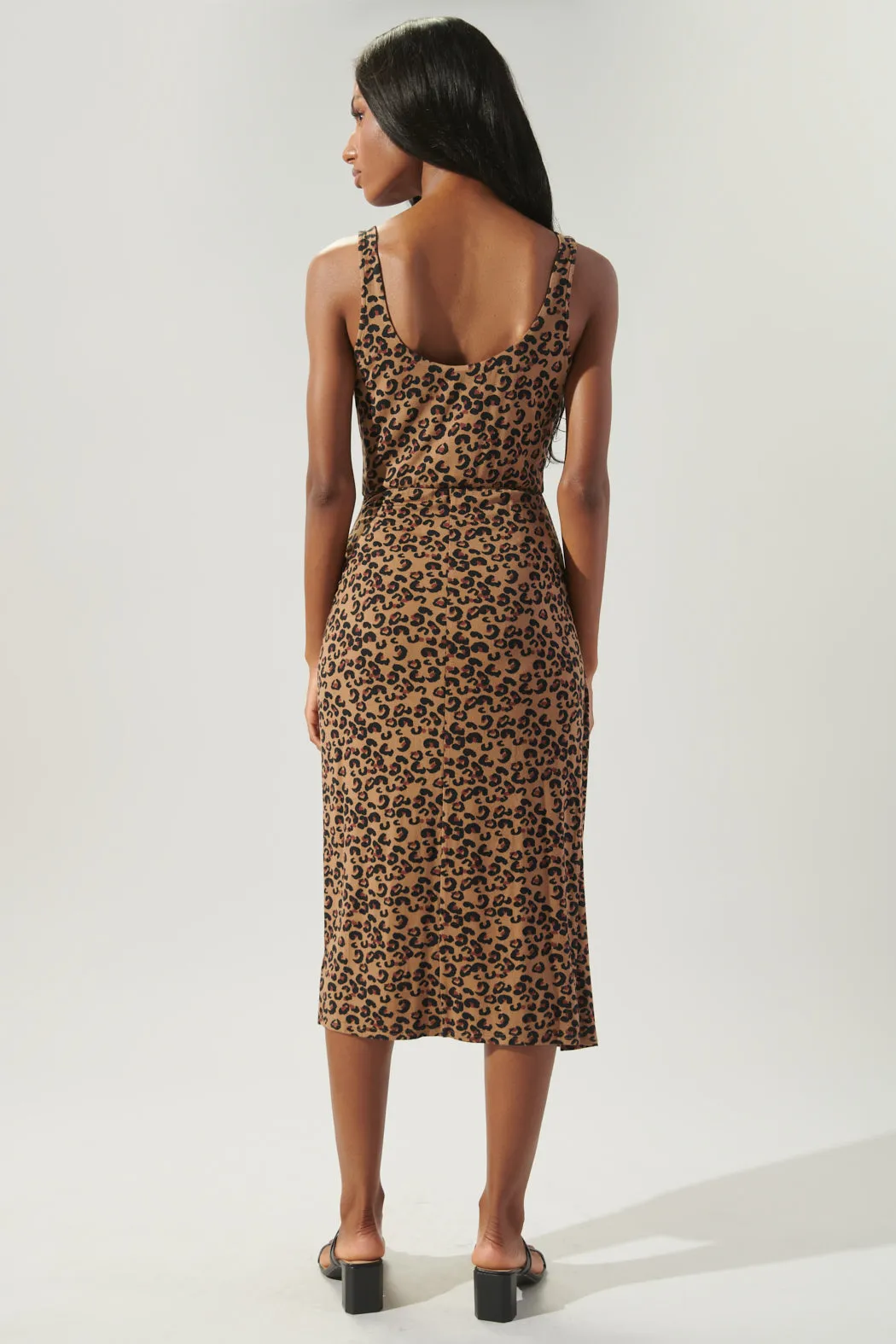 Lea Leopard Side Tie Jersey Knit Tank Dress