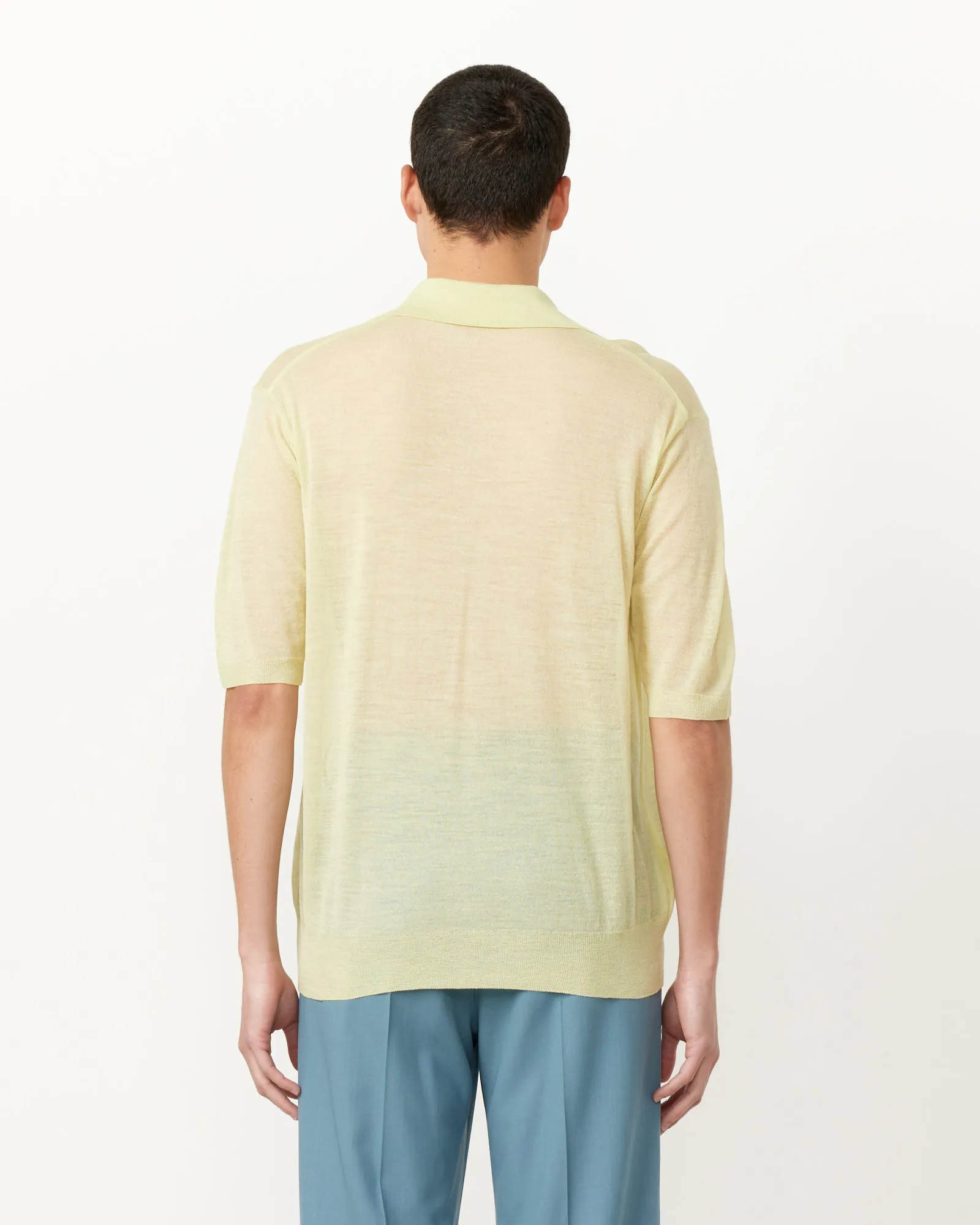 Lime Yellow Silk Knit Skipper Polo - Shop Now