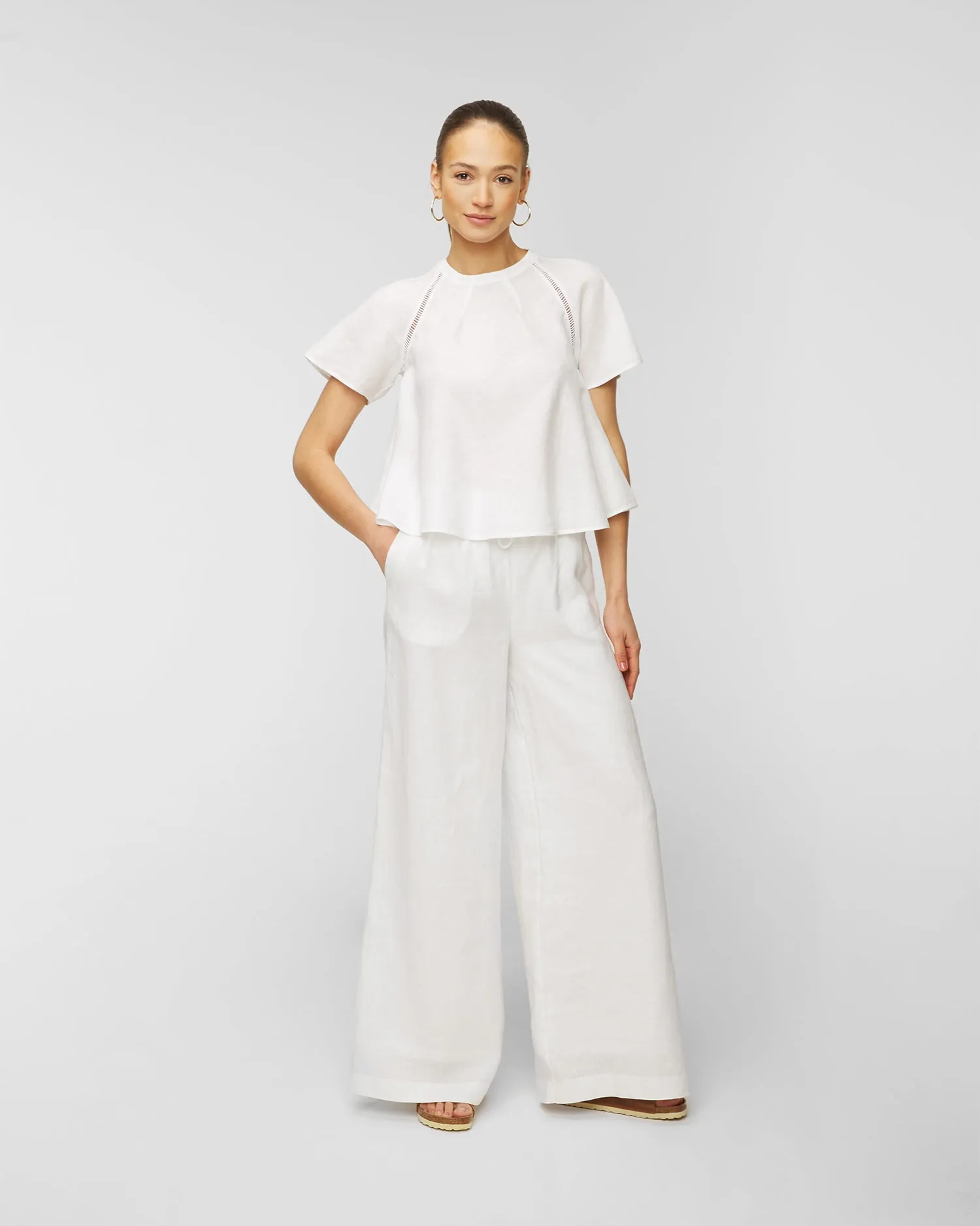 Linen trousers Joslin Sophia JOS221459-optical-white