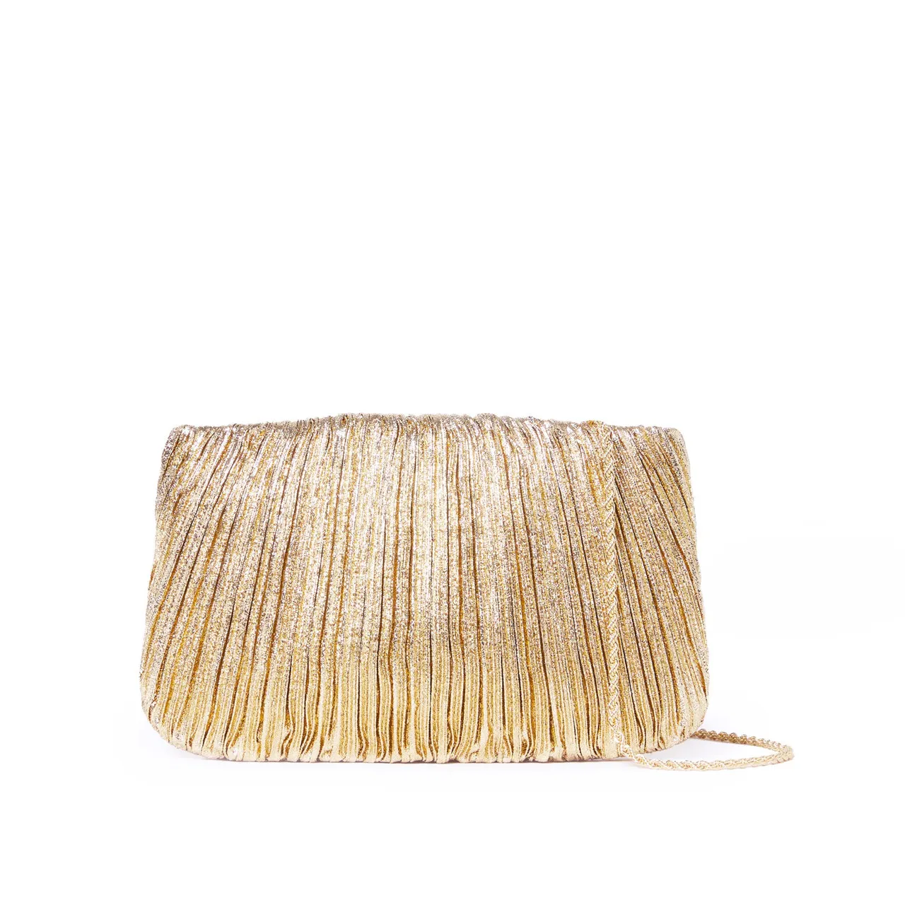 Loeffler Randall Brit Gold Pleated Flat Clutch