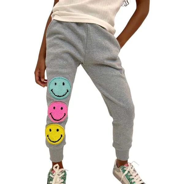 Lola + The Boys Crystal Emoji Joggers, Grey