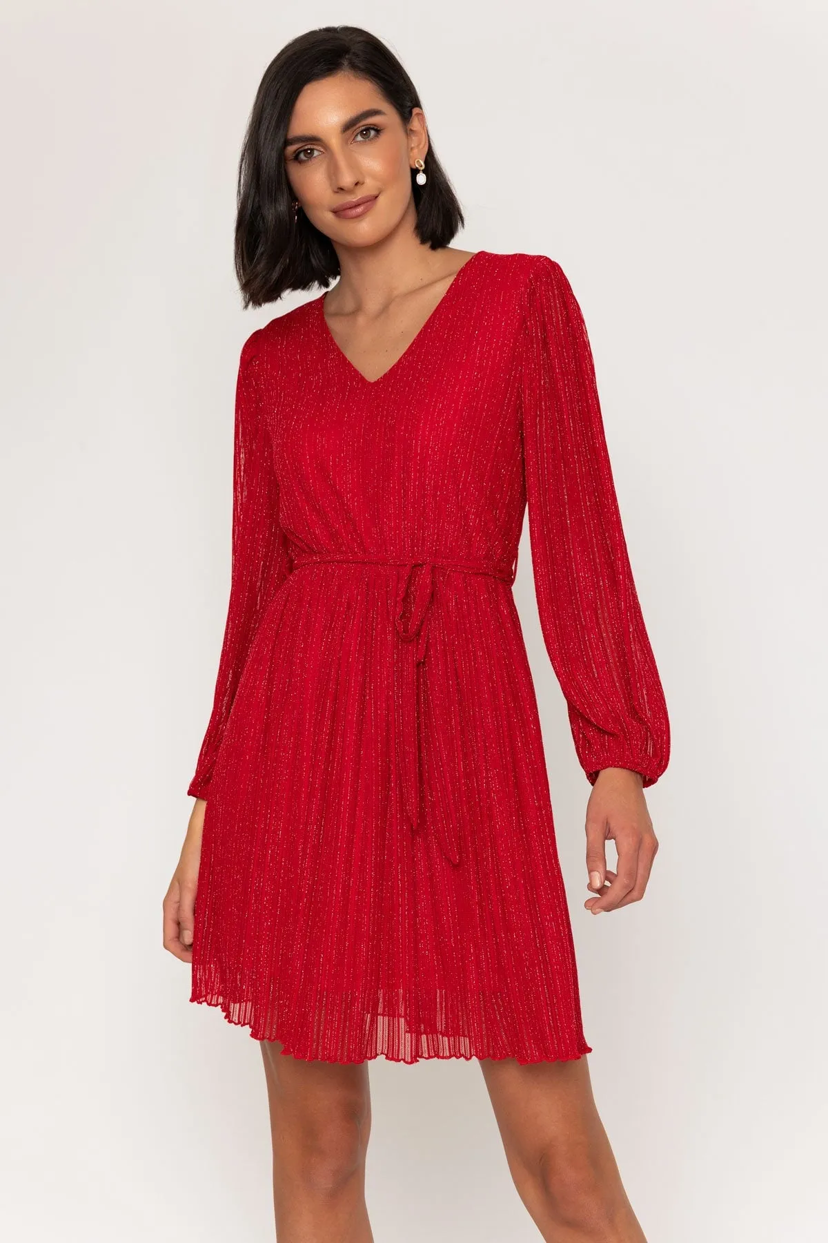 Long Sleeve Freya Mini Dress in Red