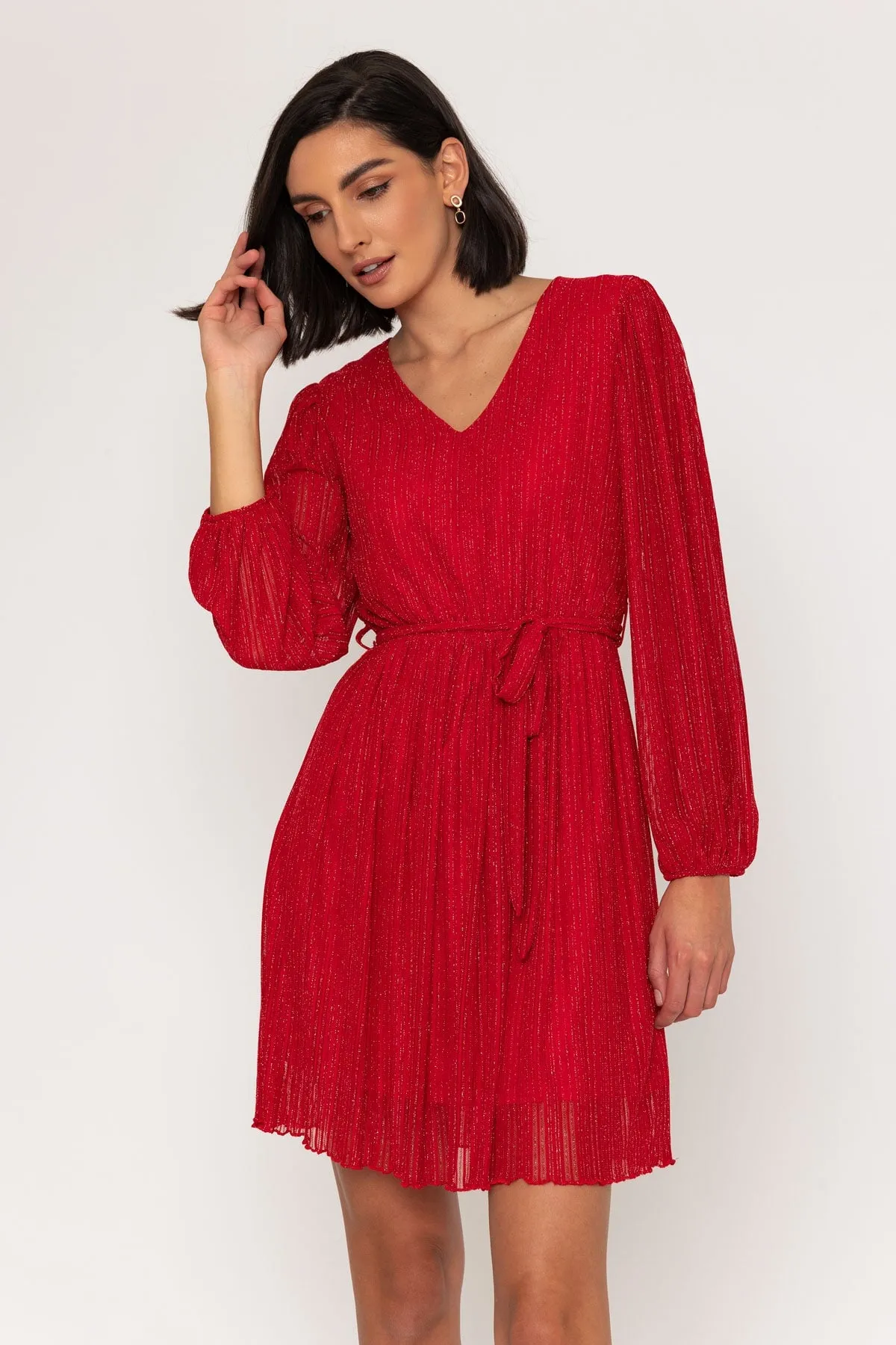 Long Sleeve Freya Mini Dress in Red