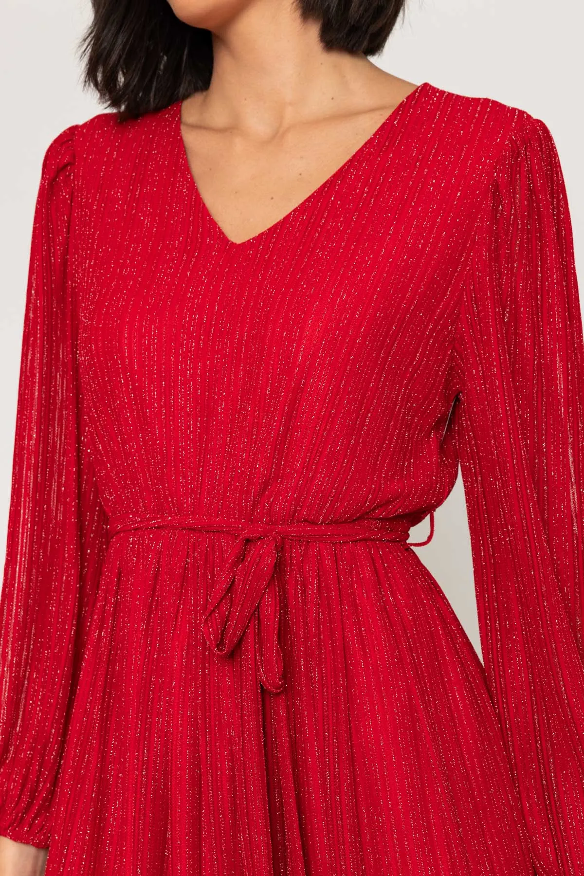 Long Sleeve Freya Mini Dress in Red