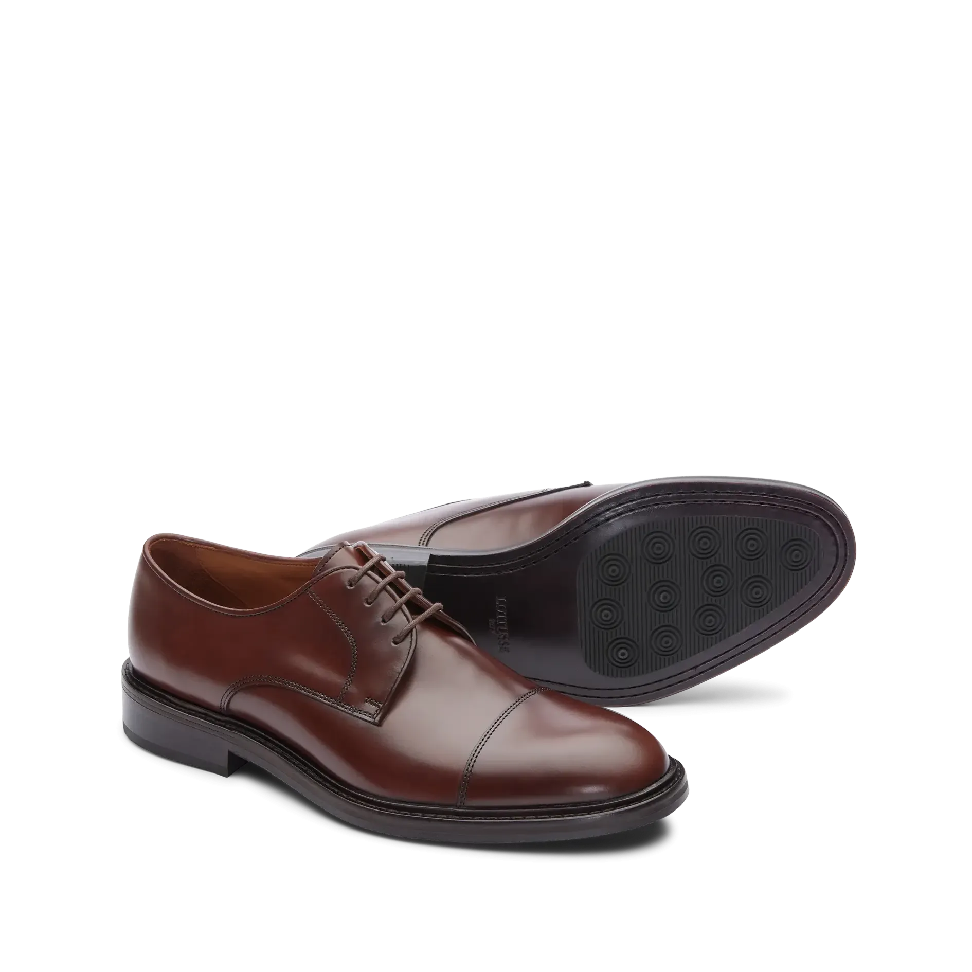 LOTTUSSE Harrys Men's Semi-Glossy Cowhide Derby Shoes in Brown