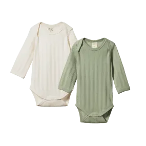 L/S Bodysuit Derby 2 Pack || Natural/Nettle