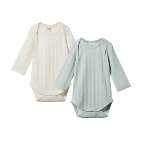 L/S Bodysuit Derby 2 Pack || Natural/Sea