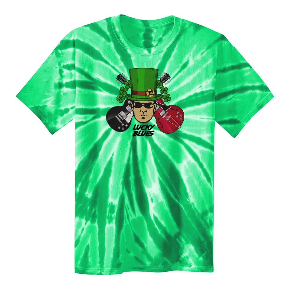 Lucky Blues Top Hat Tie Dye T-Shirt (Unisex)